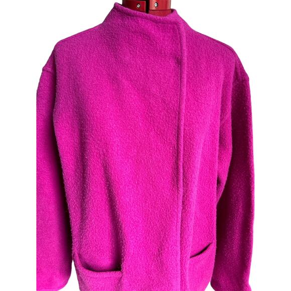 Eileen Fisher Size Small Lambswool Cotton Blend Purple Cardigan Sweater Jacket - Picture 5 of 7